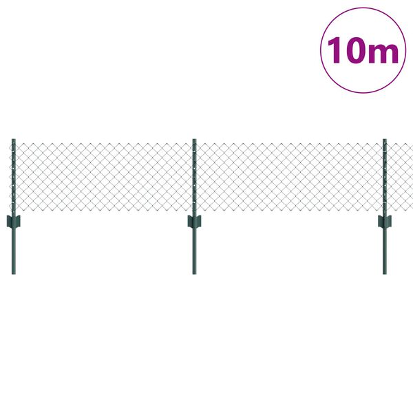 vidaXL Tvora su stulpais Žalia 0,4 x 10 m Plienas ir PVC
