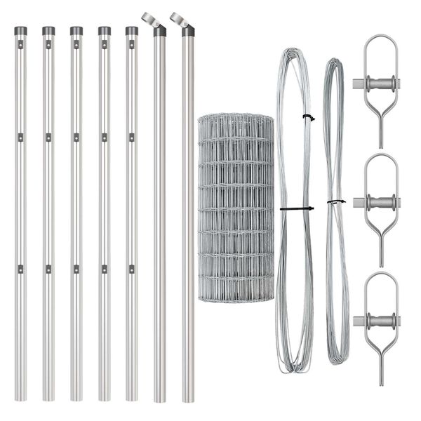 vidaXL Tvora su stulpais Sidabro 0,8 x 25 m Plienas ir PVC