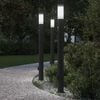 vidaXL Ap&scaron;vietimo stulpeliai su jutikliu ir lizdu, 3 vnt., 110 cm, nerūdijantis plienas, IP44