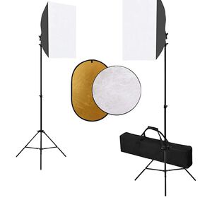 vidaXL Fotostudijos komplektas su &scaron;viesdėžėmis ir reflektoriumi