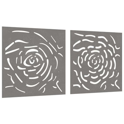 vidaXL Sodo sienos dekoracija, 2 dalių, 55x55cm, corten plienas, rožė
