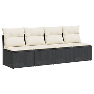 vidaXL Keturvietė sodo sofa su pagalvėlėmis, juoda, poliratanas