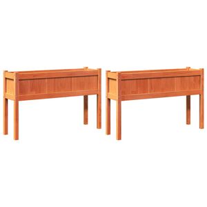 vidaXL Sodo loveliai su kojelėmis, 2vnt., va&scaron;ko rudi, pu&scaron;ies masyvas