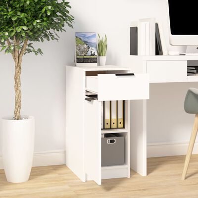 vidaXL Rašomojo stalo spintelė, balta, 33,5x50x75cm, apdirbta mediena