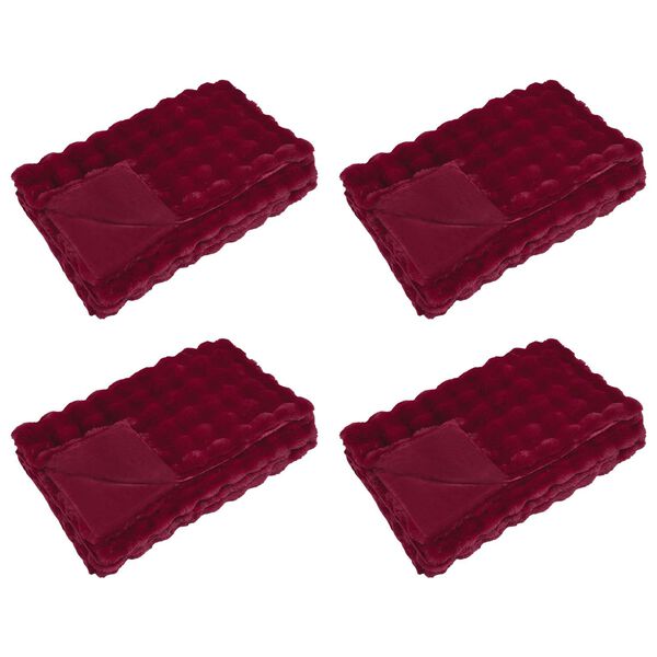 vidaXL Dirbtinio Zefyro Pūkuotas Patalynė 4 pcs Bordo raudona
