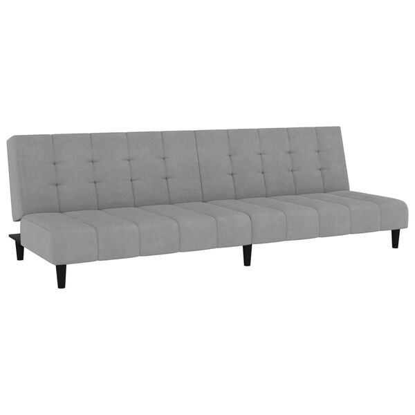vidaXL Dvivietė sofa-lova, &scaron;viesiai pilkos spalvos, aksomas
