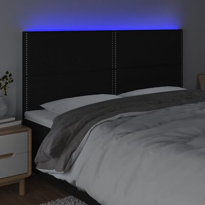 vidaXL Galvūgalis su LED, juodos spalvos, 200x5x118/128cm, audinys