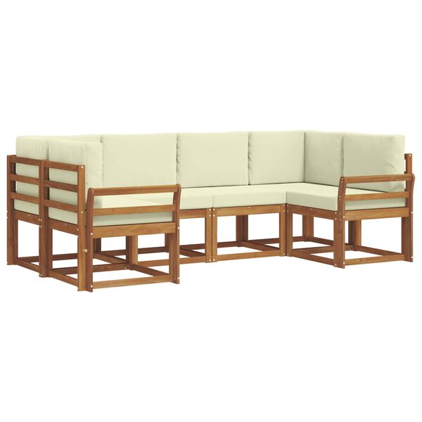 vidaXL Lauko sofos komplektas su pagalve 6 pcs Natūralus ir grietinėlė