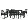 vidaXL Sodo valgomojo komplektas 7 pcs Juoda
