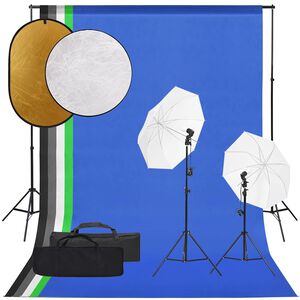 vidaXL Fotostudijos rinkinys su &scaron;viestuvais, fonu ir reflektoriumi