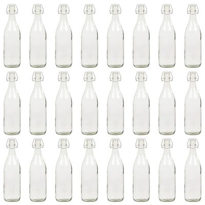 vidaXL Stikliniai buteliai su užspaudžiamais kamščiais, 24vnt., 1l