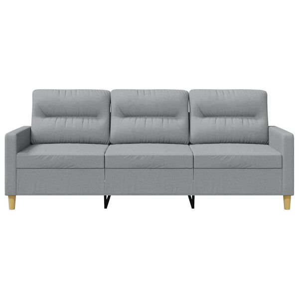 vidaXL Trivietė sofa, &scaron;viesiai pilkos spalvos, 180cm, audinys