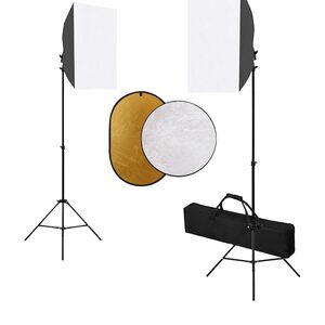 vidaXL Fotostudijos komplektas su &scaron;viesdėžėmis ir reflektoriumi