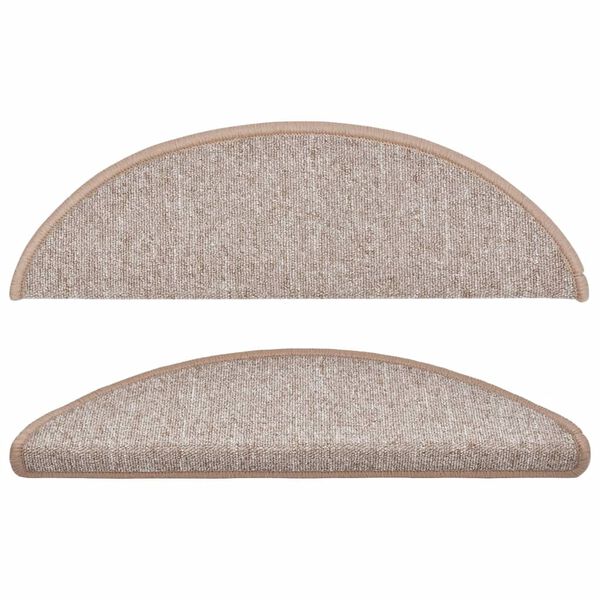 vidaXL Laiptų kilimėliai, 10 vnt., 56x17x3 cm, šviesiai rudi, pusapvaliai