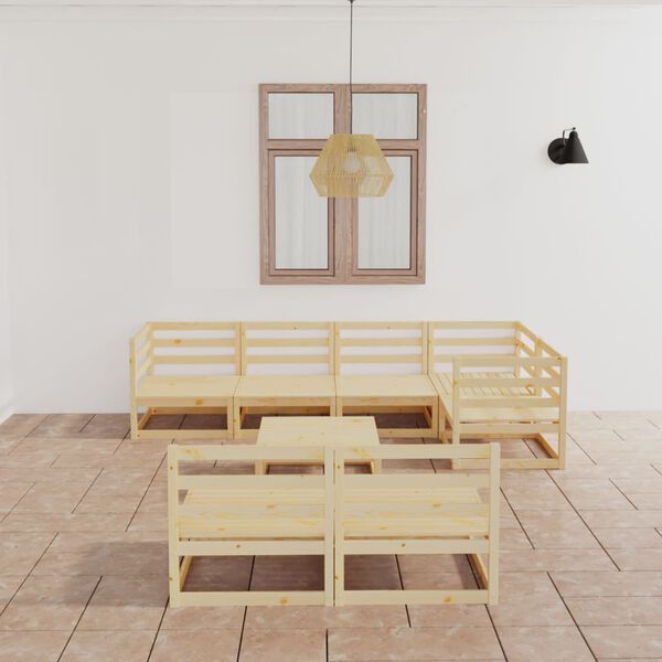 vidaXL Sodo poilsio baldų komplektas, 8 dalių, pu&scaron;ies medienos masyvas