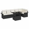 vidaXL Sodo Sofų Rinkinys su pagalve 7 pcs Juoda Poli ratanas