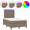 vidaXL Lova su spyruoklėmis/čiužiniu/LED, taupe, 120x190cm, audinys