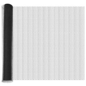 vidaXL Hexagonal Fence with Post 25 x 1,4 m PVC dengtas plienas Pilka