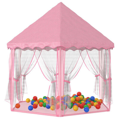 vidaXL Princesių žaidimų palapinė su 250 kamuoliukų, rožinė, 133x140cm