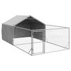 vidaXL Lauko voljeras &scaron;unims su aptvaru, 5x2x1,5m, plienas