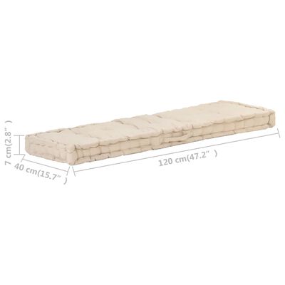vidaXL Paletės/grindų pagalvėlė, smėlio spalvos, 120x40x7cm, medvilnė