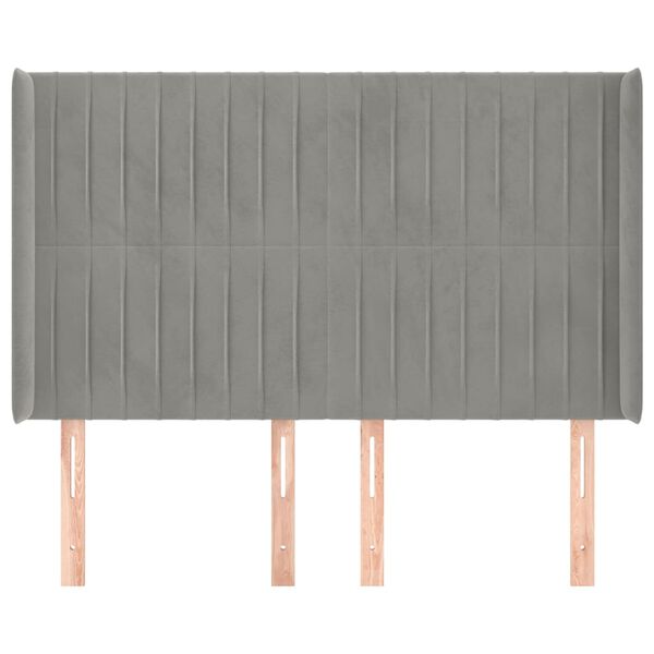 vidaXL Galvūgalis su auselėmis, pilkas, 147x16x118/128 cm, aksomas