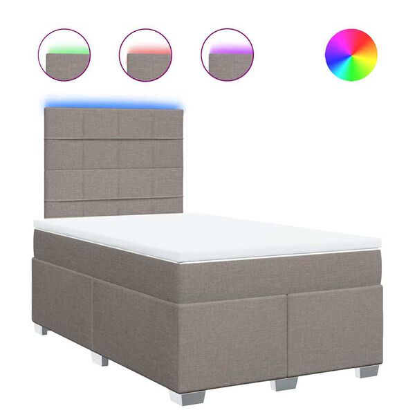 vidaXL Lova su spyruoklėmis ir čiužiniu, taupe, 120x200 cm, audinys