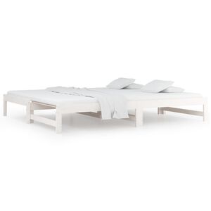 vidaXL I&scaron;traukiama lova, balta, 2x(90x200)cm, pu&scaron;ies medienos masyvas