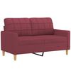 vidaXL Dvivietė sofa su pagalvėlėmis, raudonojo vyno, 120cm, audinys