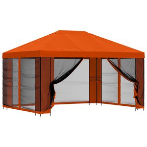vidaXL Sodo pavėsinė su &scaron;oninėmis sienelėmis 4 &times; 3 m Oranžinė