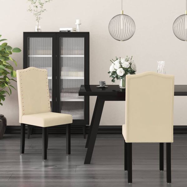 vidaXL Valgomojo kėdės, 2vnt., kreminės spalvos, aksomas