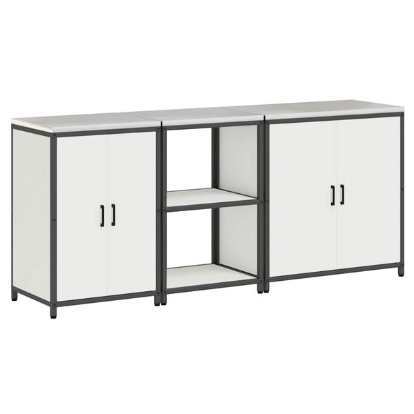 vidaXL Virtuvės saugojimo rinkinys su lentyna su saugykla 3 pcs Balta