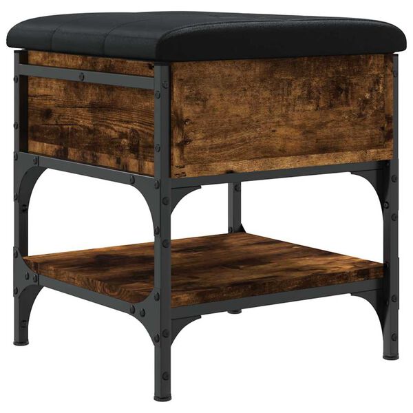 vidaXL Batų suoliukas, dūminio ąžuolo, 42x42x45cm, apdirbta mediena