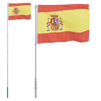 vidaXL Ispanijos vėliava su stiebu, aliuminis, 5,55m