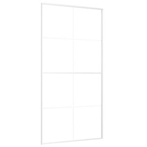 vidaXL Stumdomos durys, baltos, 102,5x205cm, ESG stiklas ir aliuminis