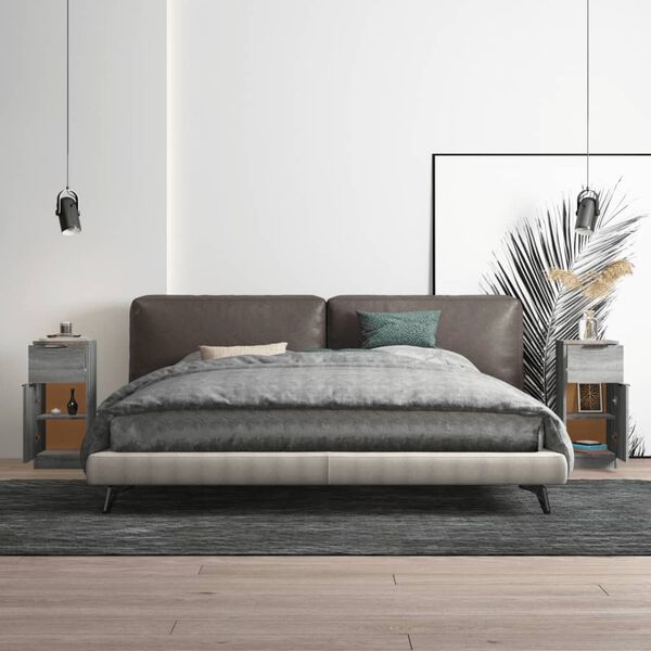 vidaXL Šoninės spintelės, 2vnt., pilkos ąžuolo, 30x30x70cm, mediena