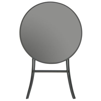 vidaXL Sulankstomas bistro stalas, pilkas, 60x70cm, stiklas ir plienas