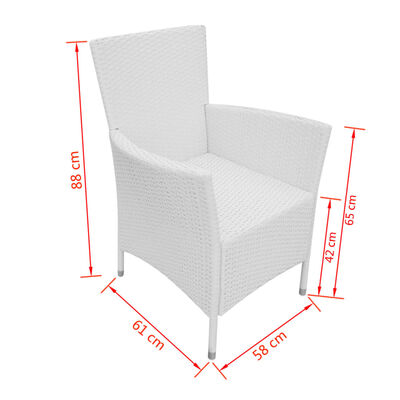 vidaXL Sodo kėdės su pagalvėlėmis, 2 vnt., ratanas, baltos