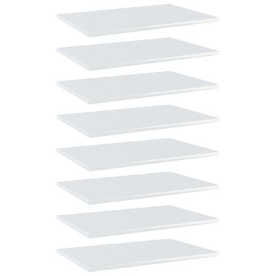 vidaXL Knygų lentynos plokštės, 8vnt., baltos, 60x40x1,5cm, MDP