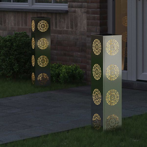 vidaXL Saulės LED &scaron;aligatvio &scaron;viesa 2 pcs Sidabro Cinkuota plienas