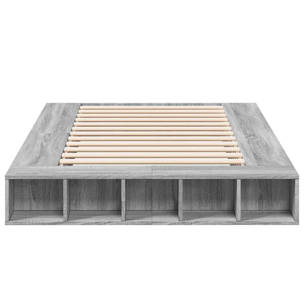 vidaXL Lovos rėmas, pilkos ąžuolo spalvos, 140x190cm, apdirbta mediena