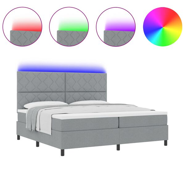 vidaXL Kiemas lova su čiužiniu Šviesiai pilka 200 x 200 cm audinys