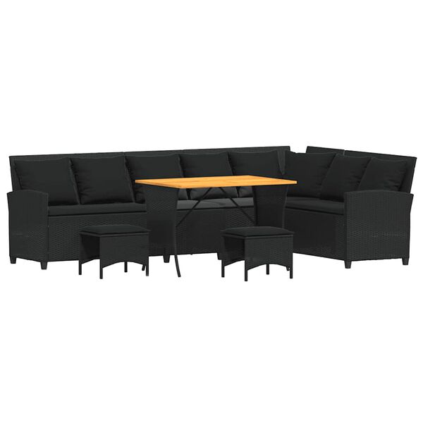 vidaXL Sodo komplektas su pagalvėlėmis L formos, 4 dalių, poliratanas