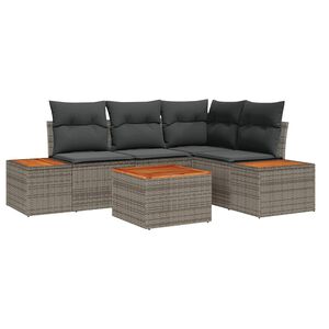 vidaXL Sodo Sofų Rinkinys su pagalve 4 pcs Pilka Poliratanas