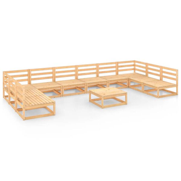 vidaXL Sodo poilsio baldų komplektas, 11 dalių, pu&scaron;ies masyvas