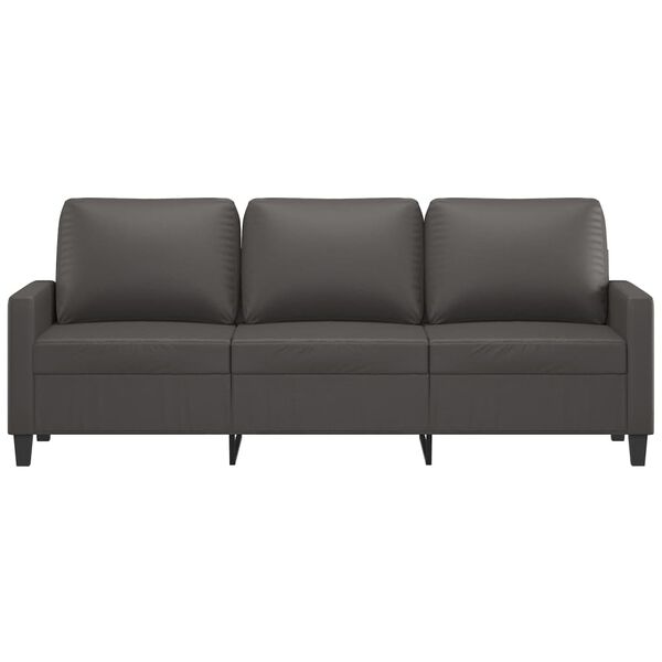vidaXL Trivietė sofa, pilkos spalvos, 180cm, dirbtinė oda