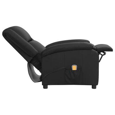 vidaXL Masažinis krėslas, juodos spalvos, tikra oda