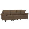 vidaXL Trivietė sofa su pagalvėmis, ruda, 180cm, audinys