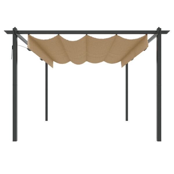 vidaXL Sodo pavėsinė su įtraukiamu stogu, taupe spalvos, 4x3m