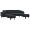 vidaXL Sofa su pagalve 3 pcs Juoda Aksomas
